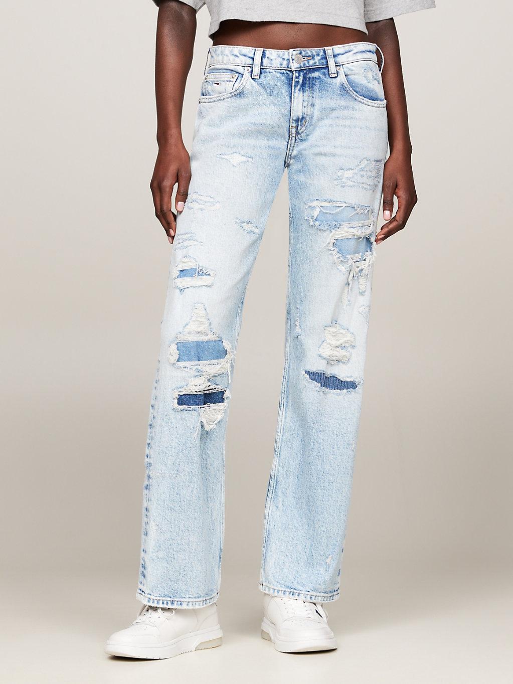 Tommy Hilfiger Sophie Low Rise Straight Distressed Jeans in Blue