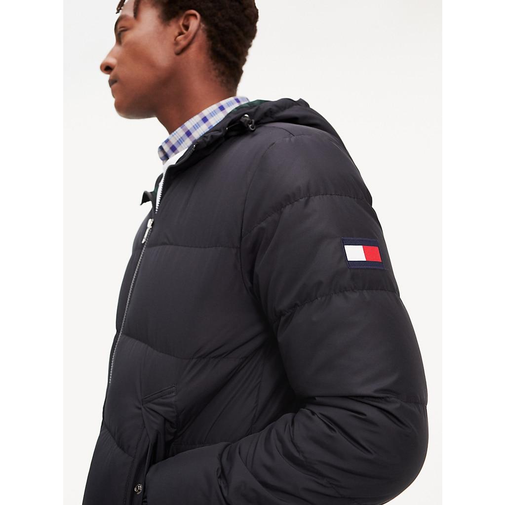 tommy hilfiger recycled down hooded bomber