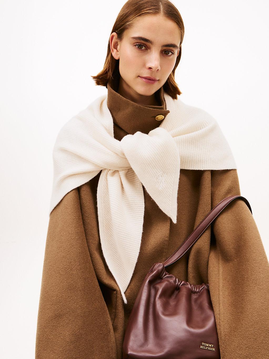 Tommy Hilfiger Cashmere Blend Logo Embroidery Triangle Scarf in