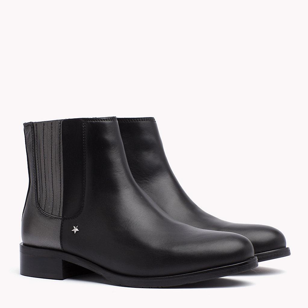 tommy hilfiger metallic heeled chelsea boot