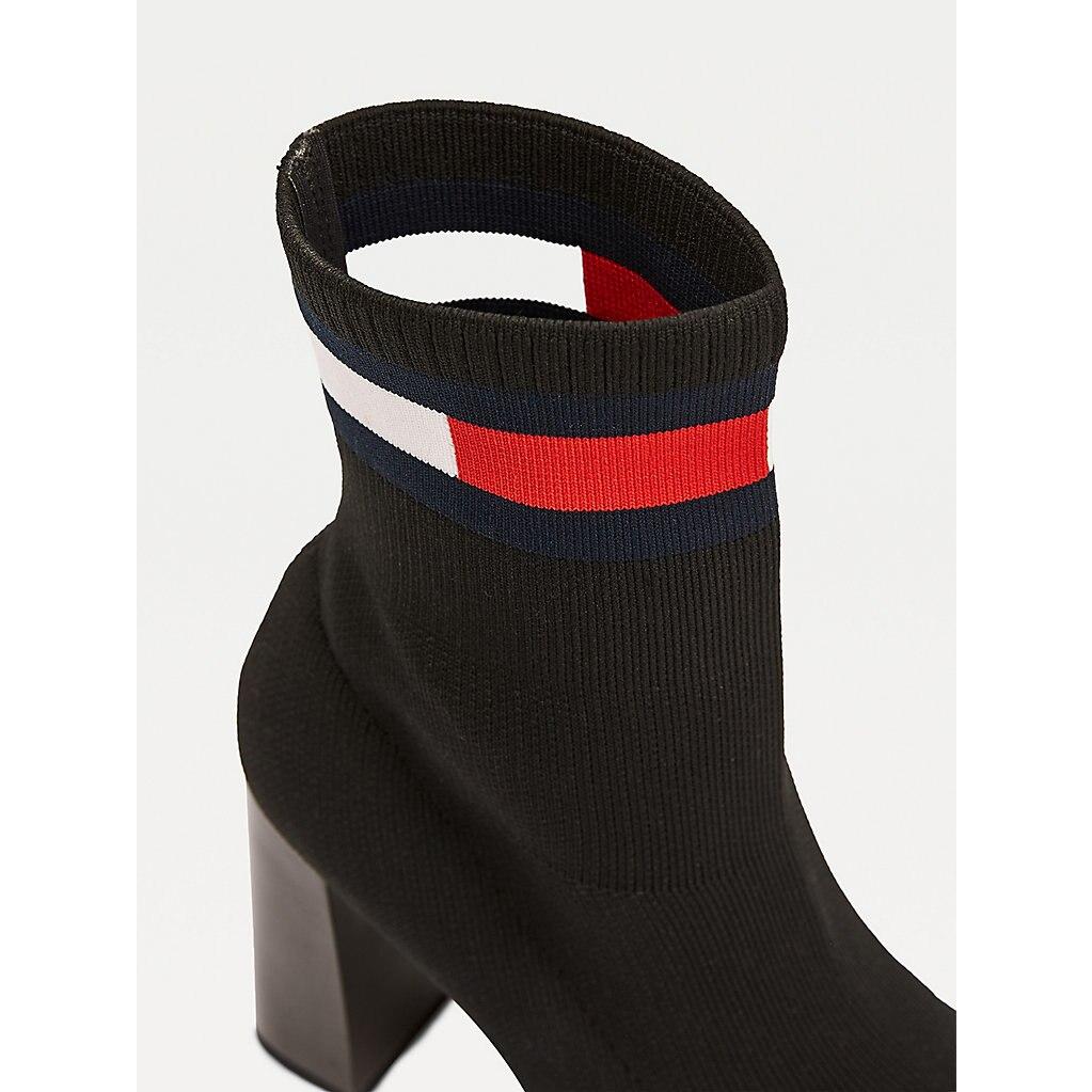 Tommy Hilfiger Womens Sock Heeled Boots Black | Lyst UK