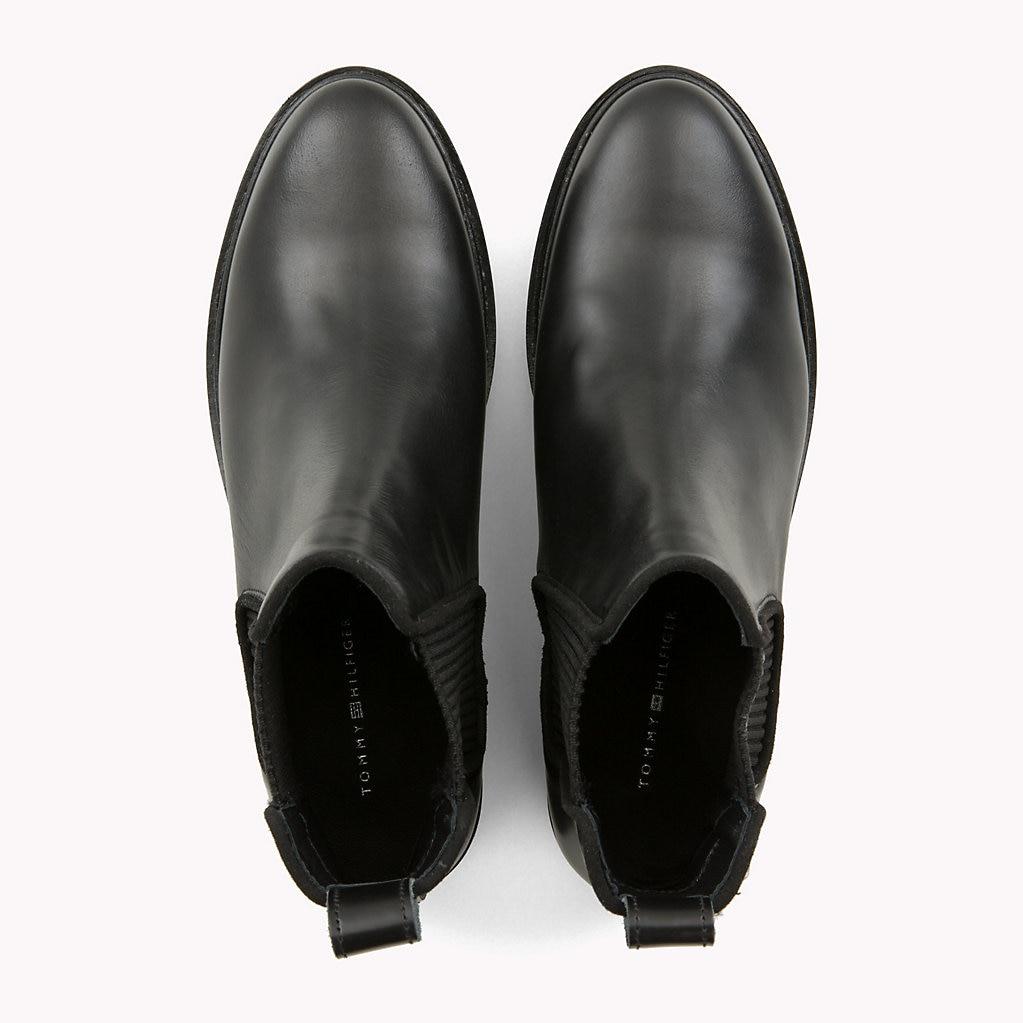 Tommy Hilfiger Metallic Leather Chelsea Boots in Black - Lyst