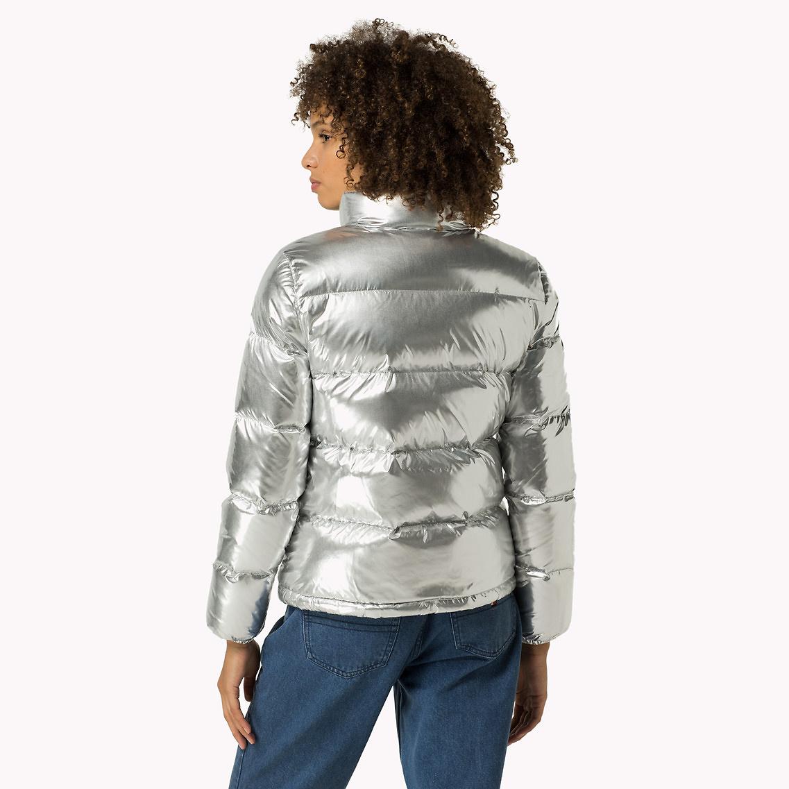 tommy hilfiger puffer jacket silver