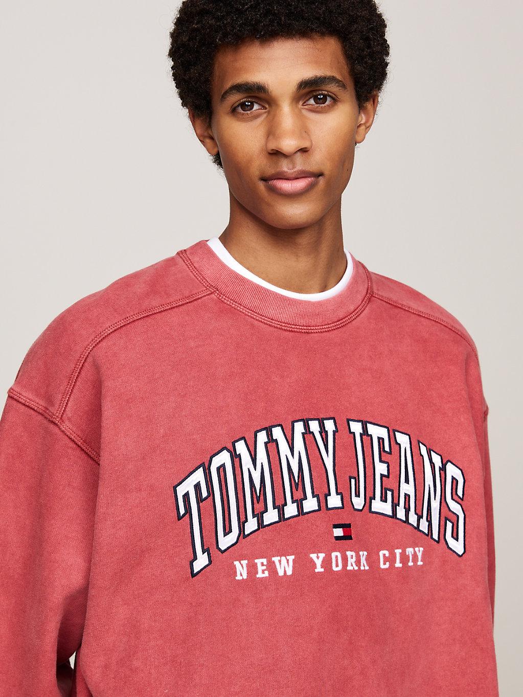 Crew Neck Tommy Hilfiger Pullover Rot Logo Sweatshirt Tommy Jeans