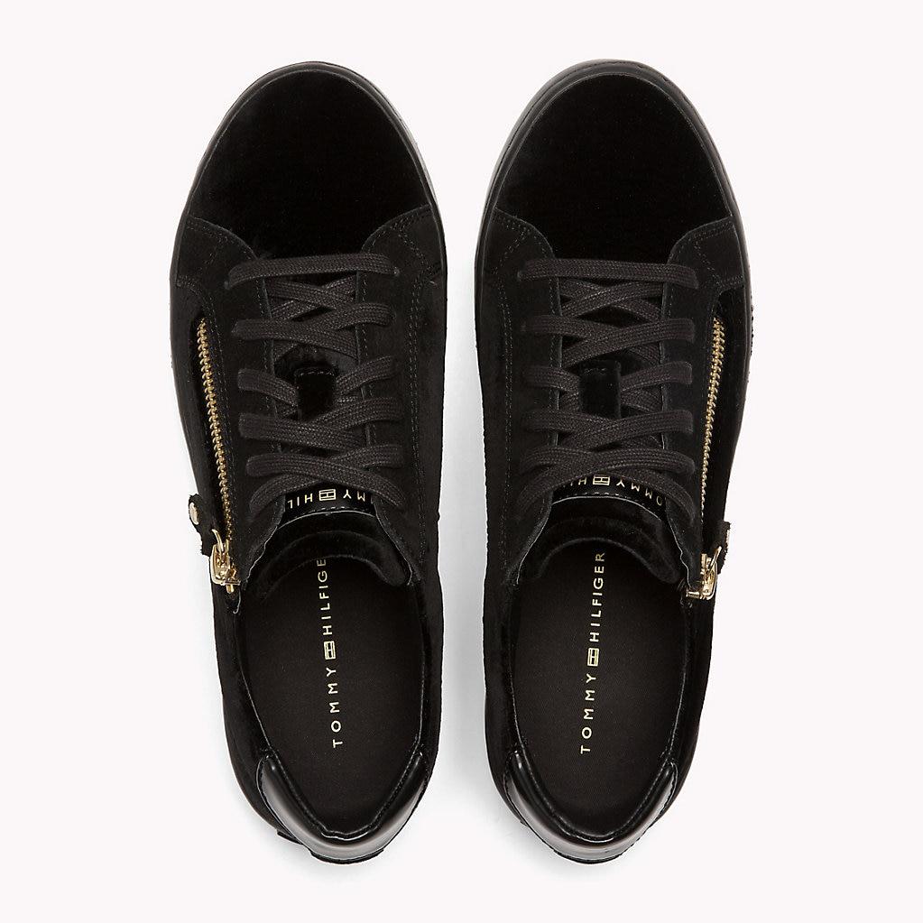 tommy hilfiger zipped velvet trainers
