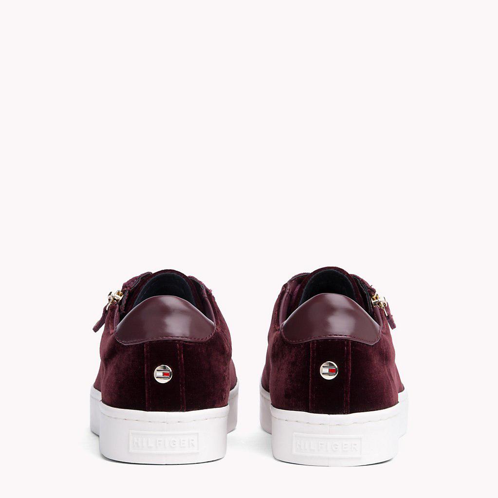 tommy hilfiger zipped velvet trainers