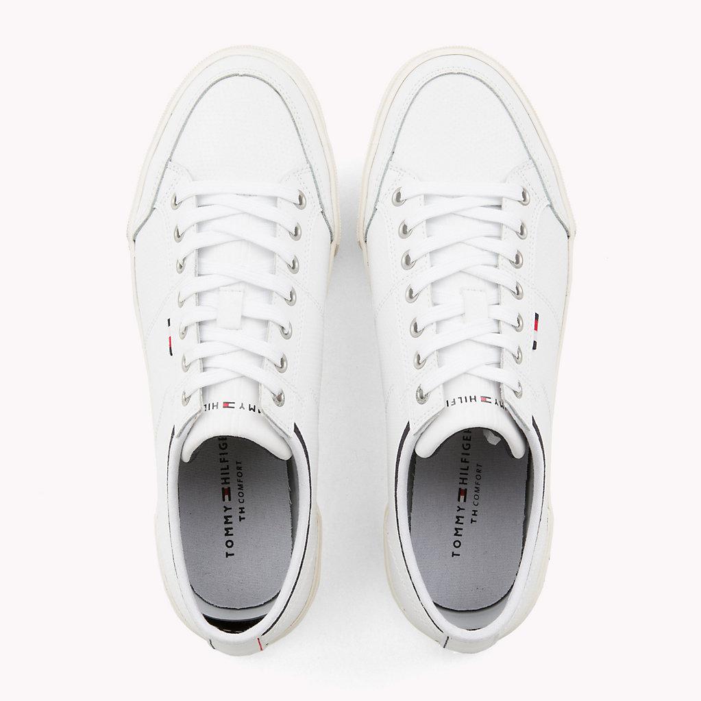 tommy hilfiger perforated leather trainers
