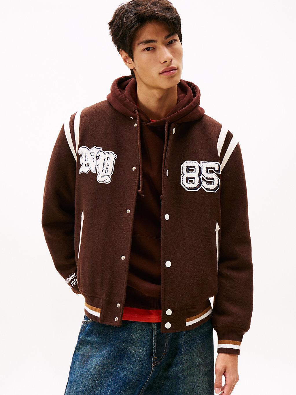Tommy Hilfiger Varsity Logo Appliqué Bomber Jacket With Wool in 