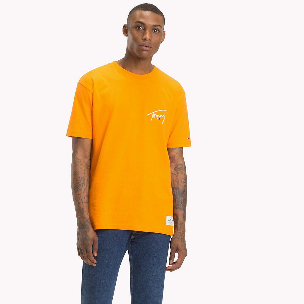 tommy jeans signature sweatshirt orange