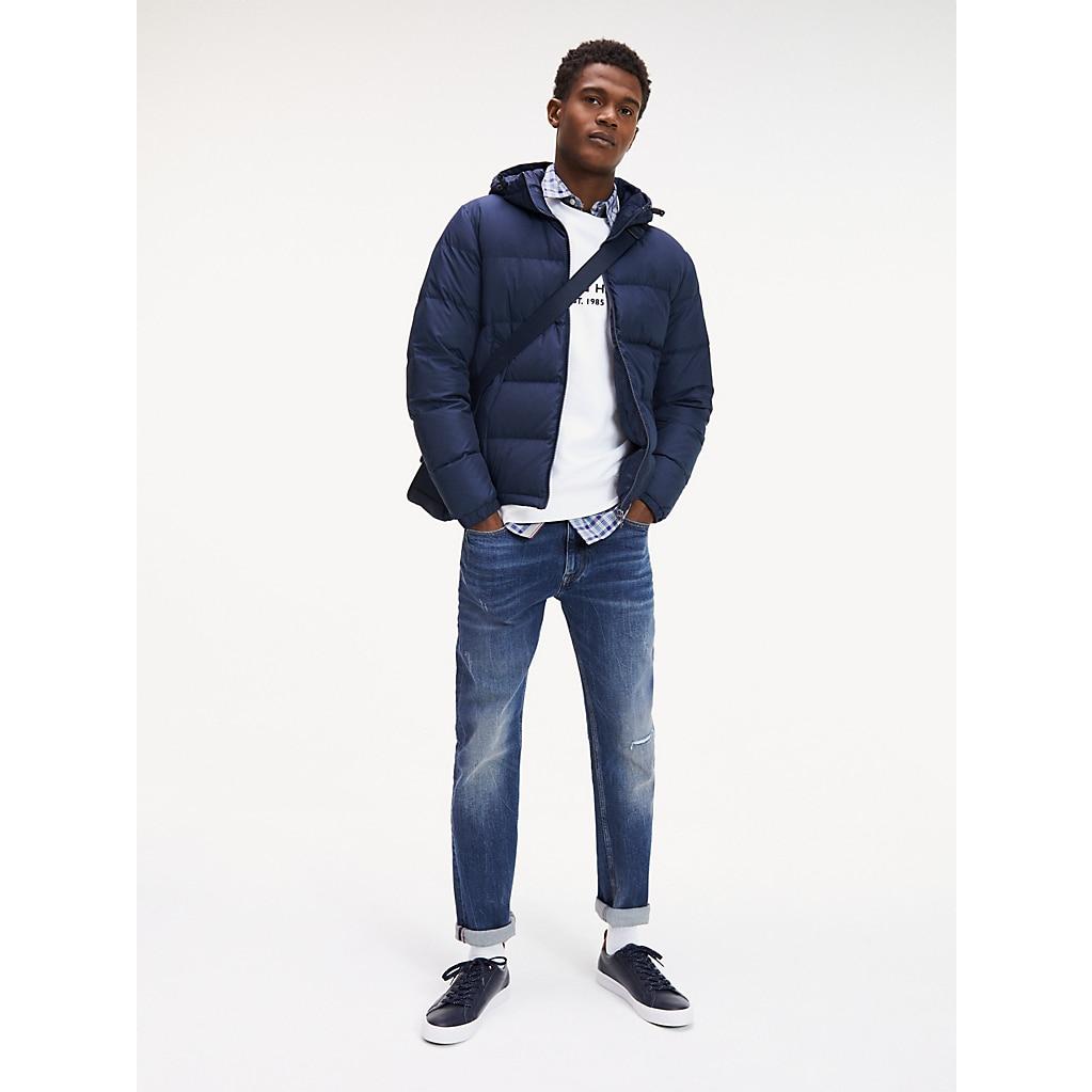 tommy hilfiger recycled down hooded bomber
