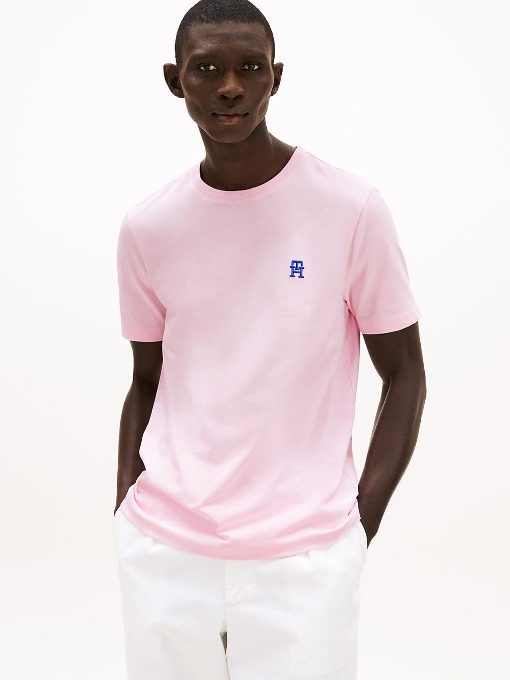 Tommy Hilfiger Contrast Th Monogram Embroidery T shirt in Pink for Men Lyst UK