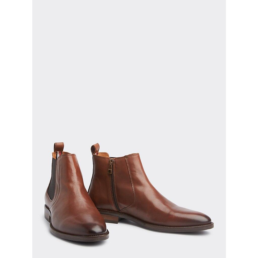 Tommy Hilfiger Essential Leather Chelsea Boots in Brown for Men | Lyst UK