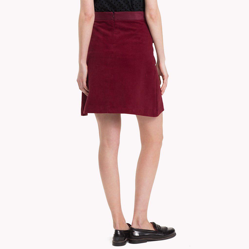 Tommy Hilfiger Corduroy Pleat Skirt in Red - Lyst