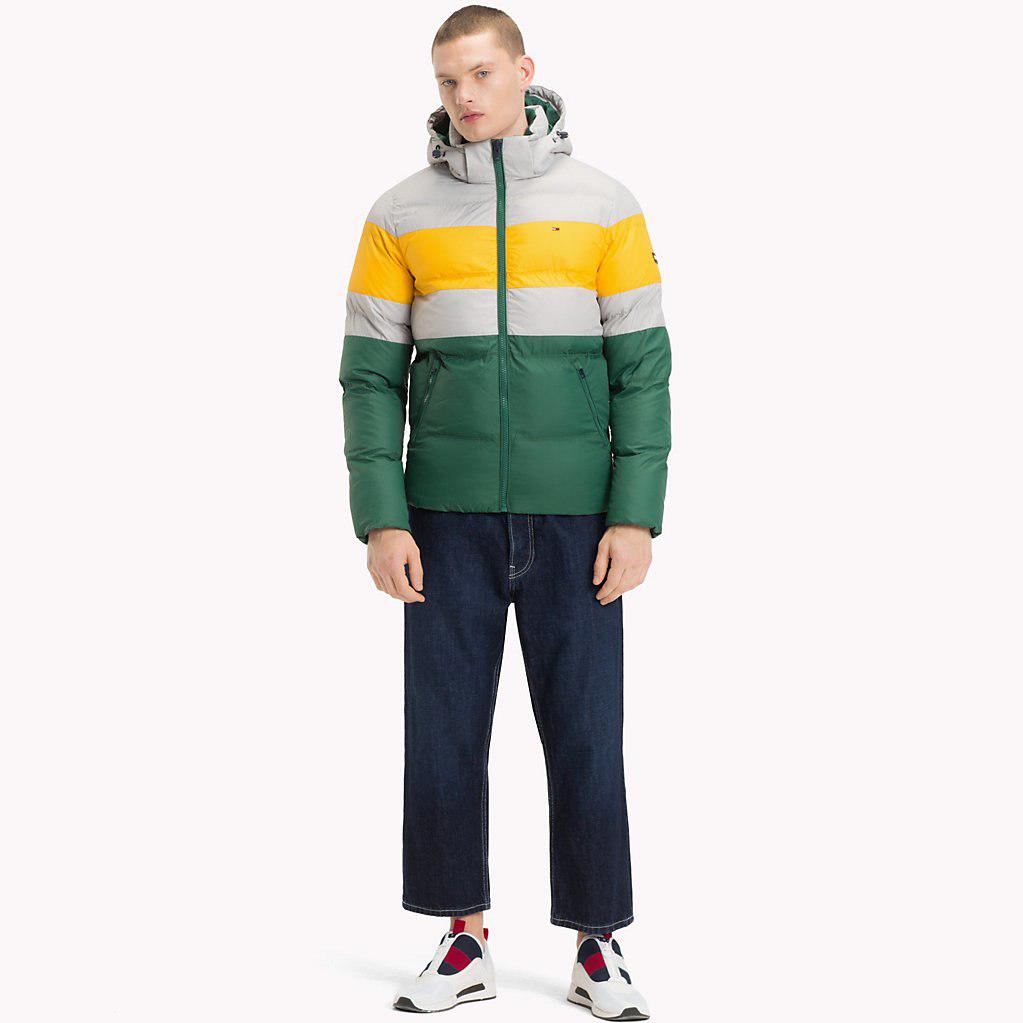 tommy hilfiger rugby stripe puffer