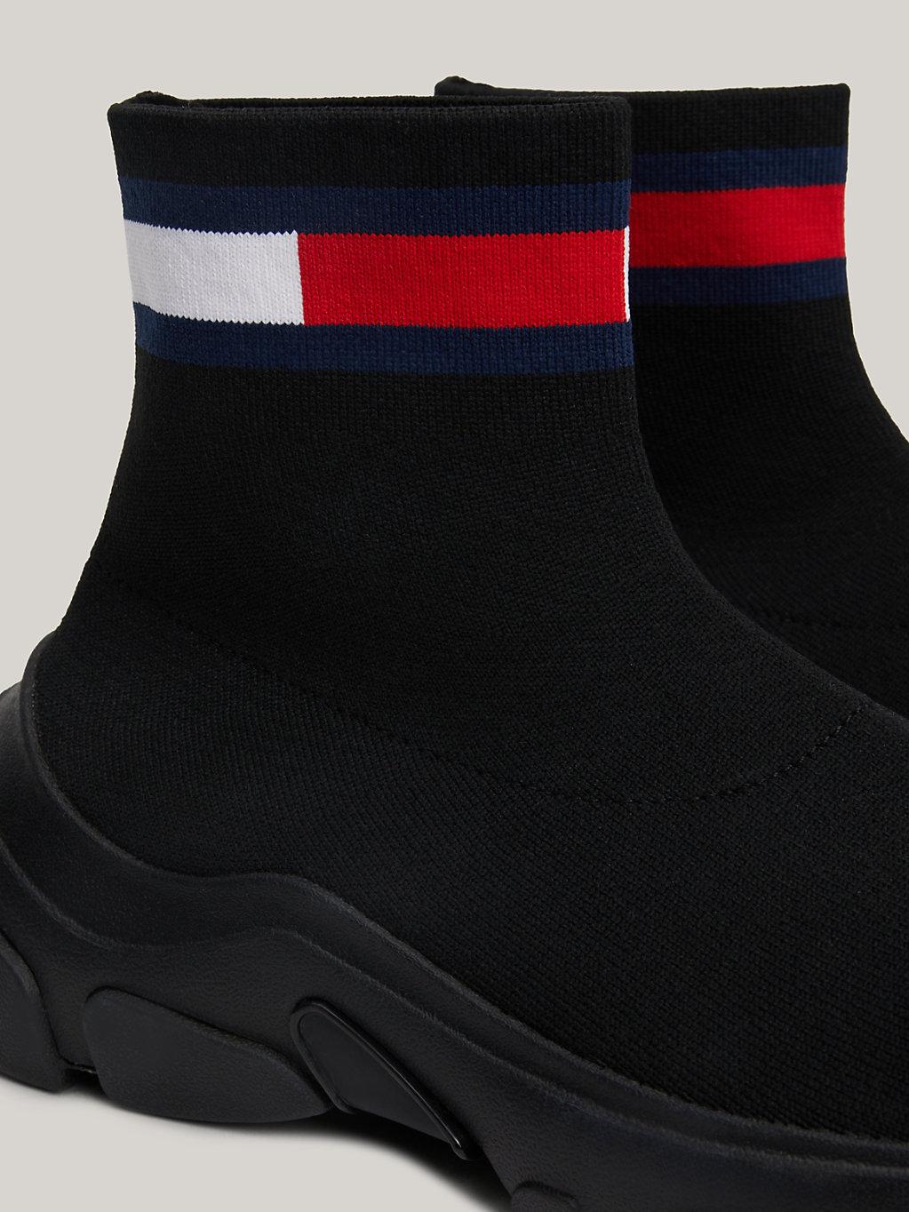 Tommy Black Pull On Sock Boots Sock Trainers Tommy Hilfiger Sock