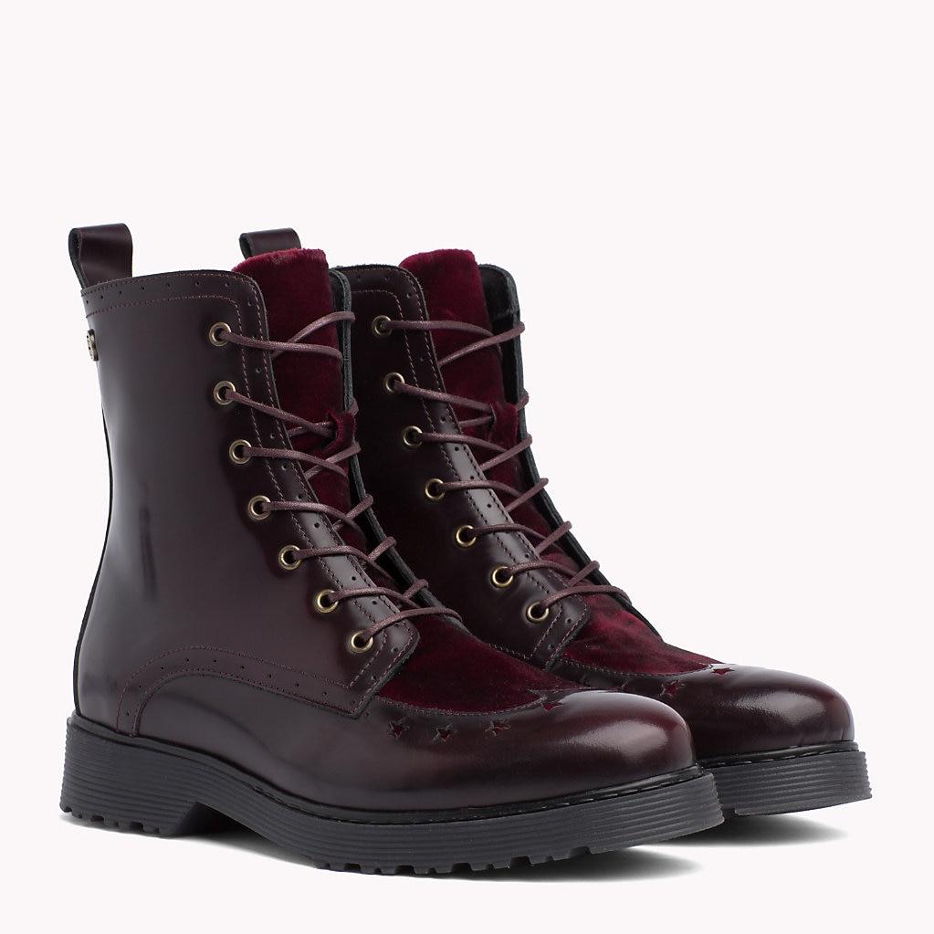 tommy hilfiger star brogue leather boots