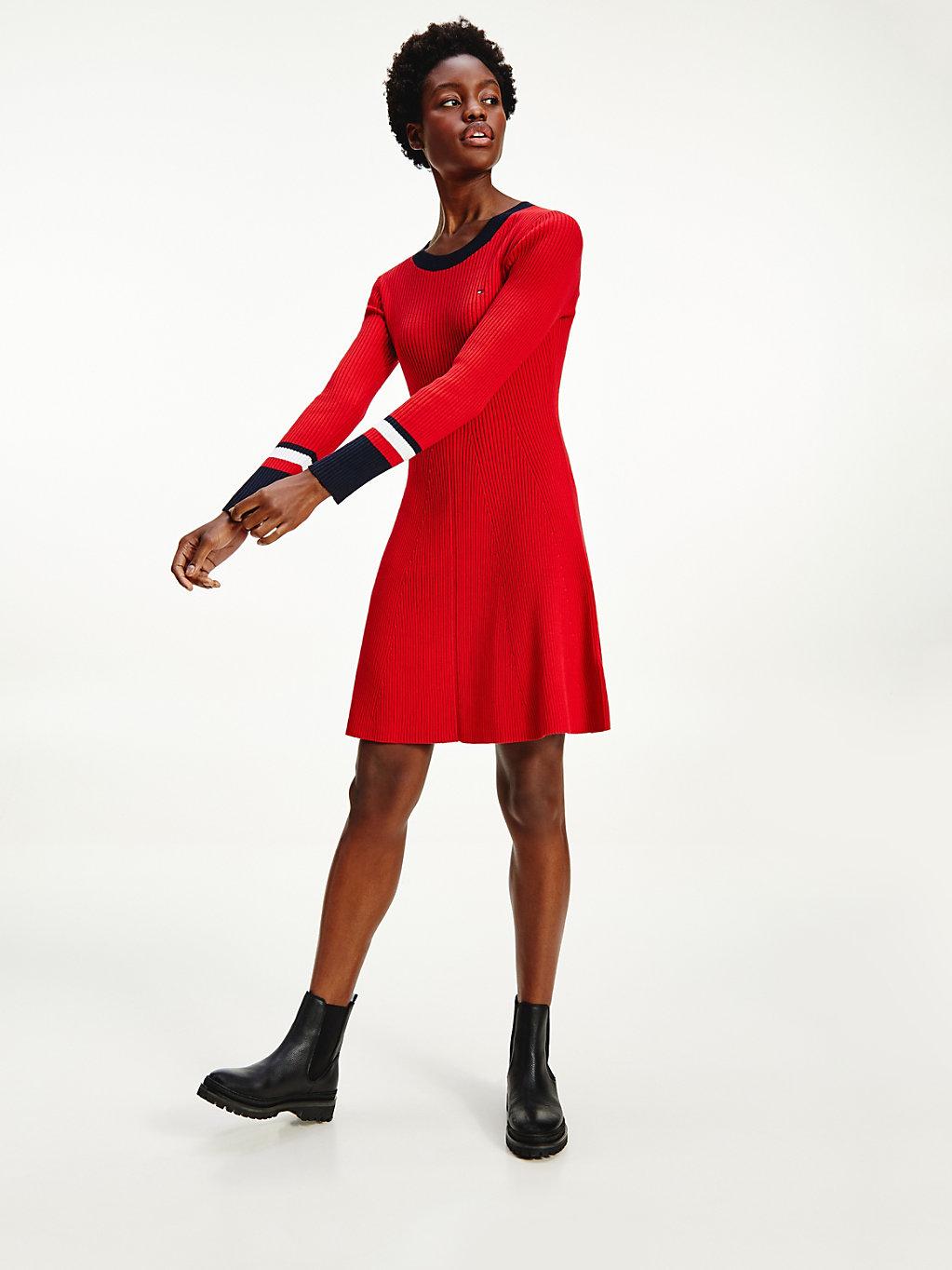 Tommy Hilfiger TH Warm Fit-and-Flare-Kleid in Rot | Lyst DE