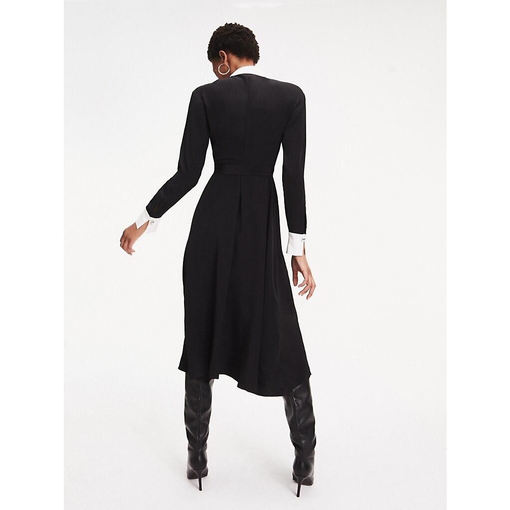 tommy hilfiger black dress with white collar
