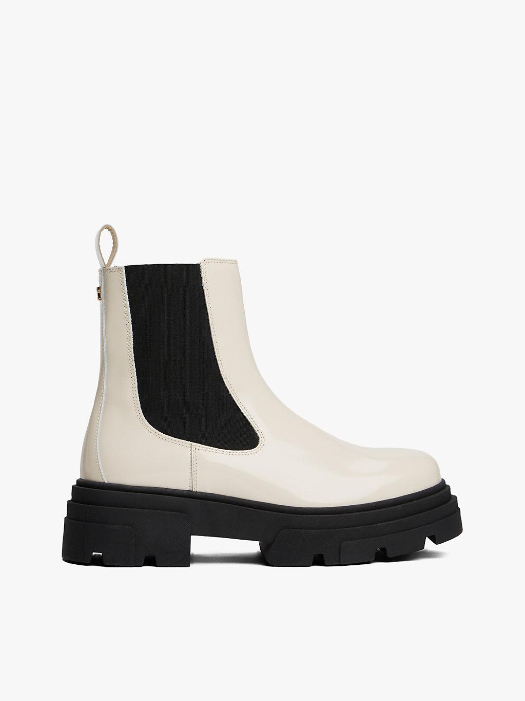 Bottines Chelsea En Cuir Brillant Crantées Tommy Hilfiger en