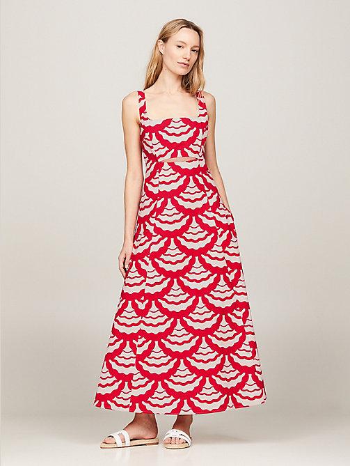 Tommy Hilfiger Maxi-jurk Met Cut-out En Schelpenprint in het Rood