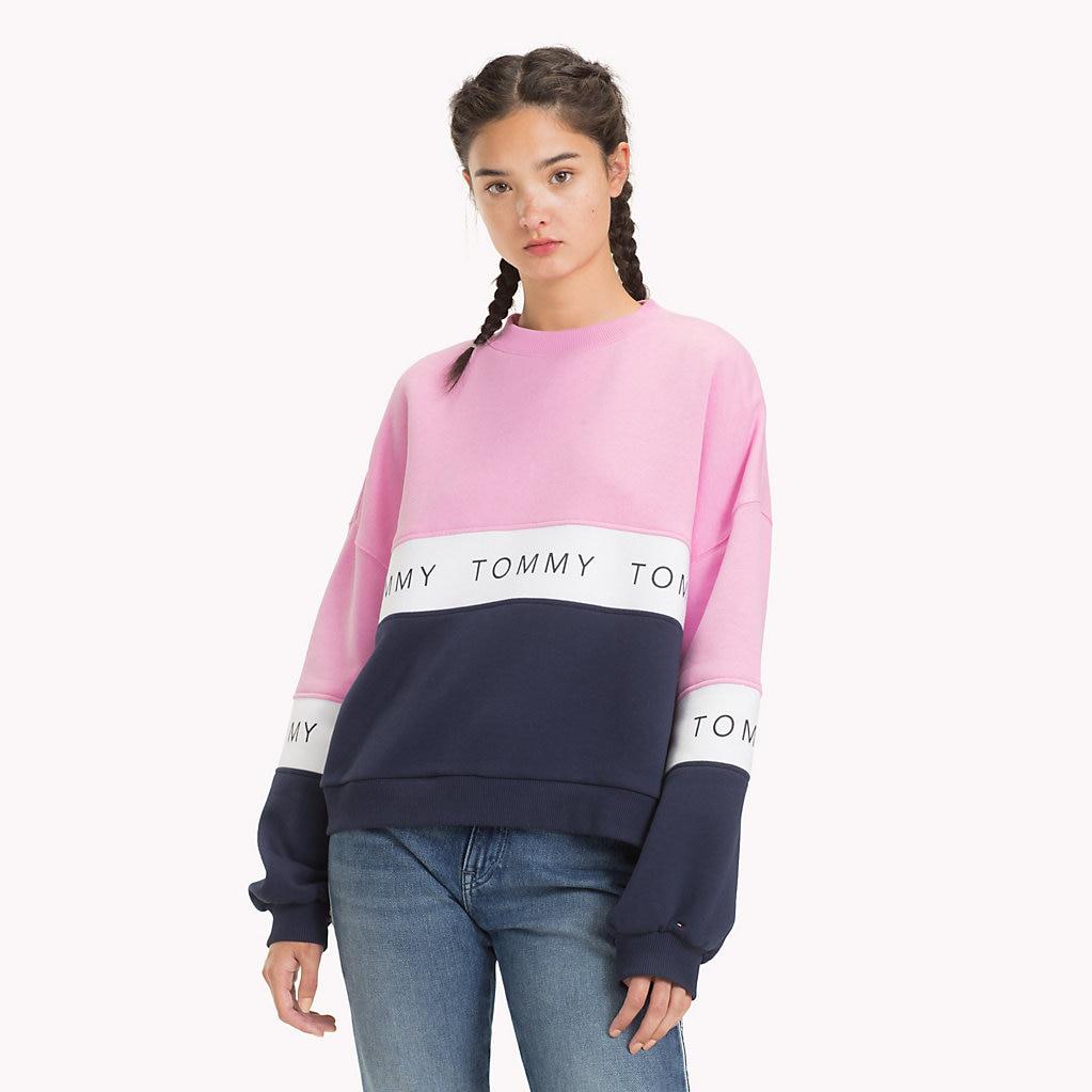 tommy jeans colour block logo sweatshirt