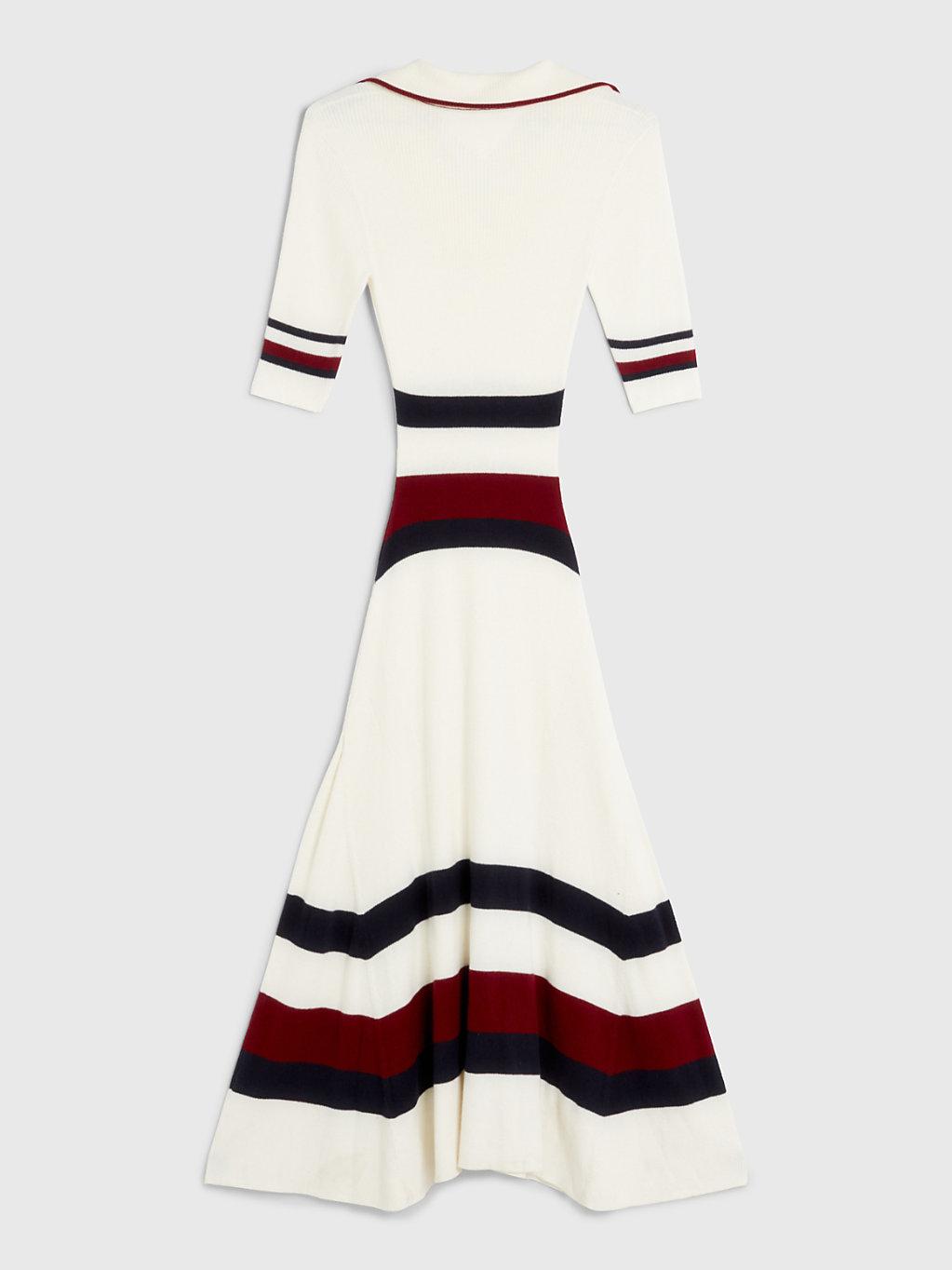 eskortere Dom Evolve Tommy Hilfiger Global Stripe Midi Dress in White | Lyst UK