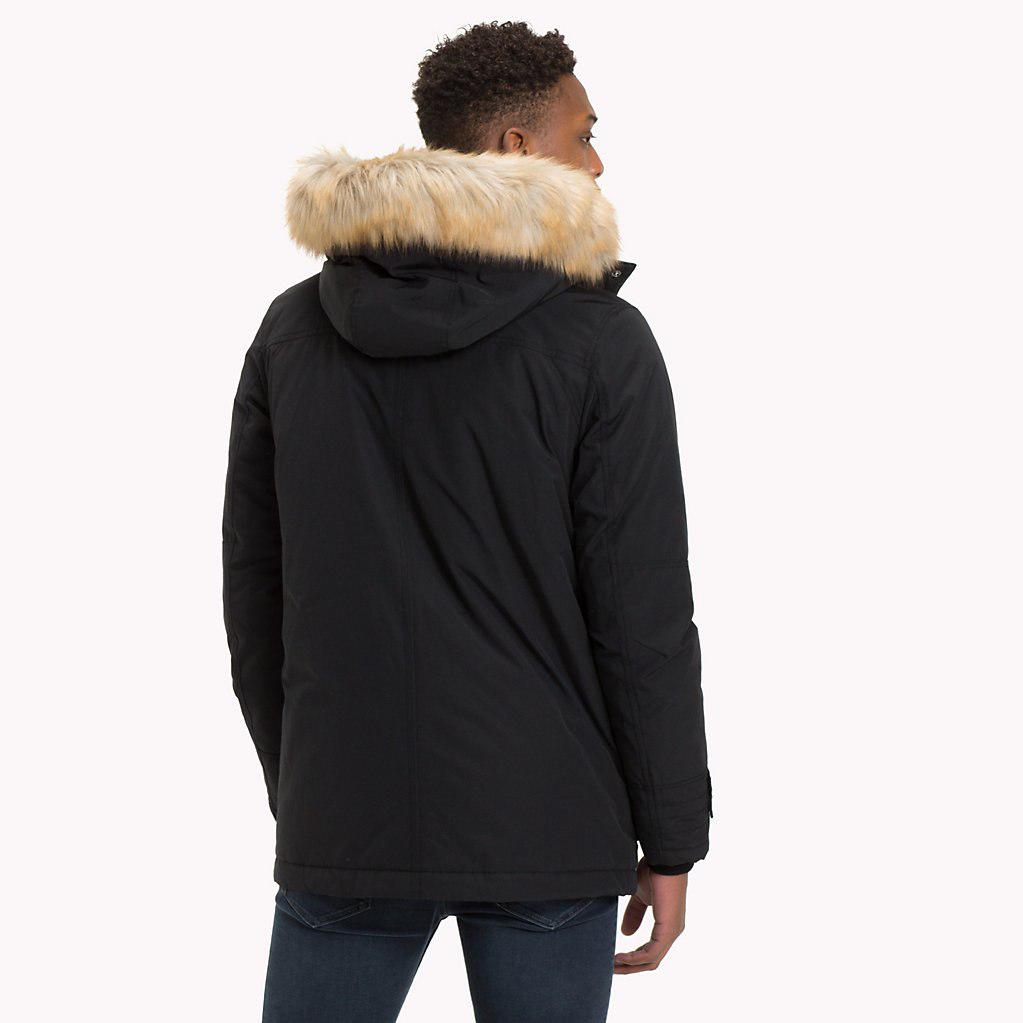 tommy jeans black hooded parka