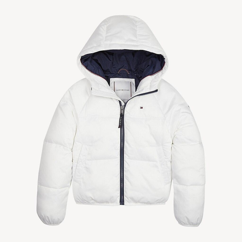 Tommy Hilfiger Recycled Satin Puffer Jacket in White Lyst