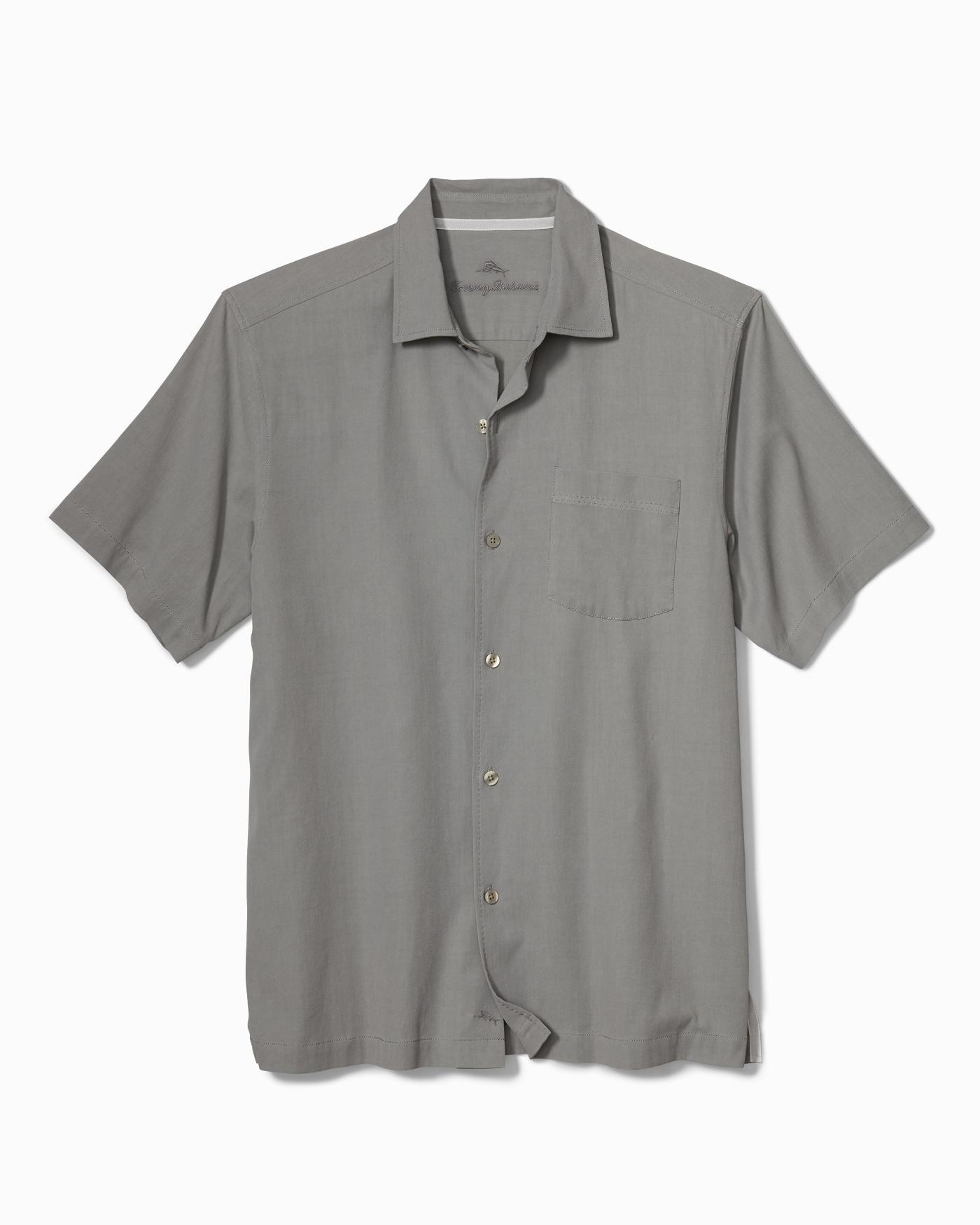 Tommy Bahama Silk Big & Tall Catalina Twill Stretch Camp Shirt in Gray