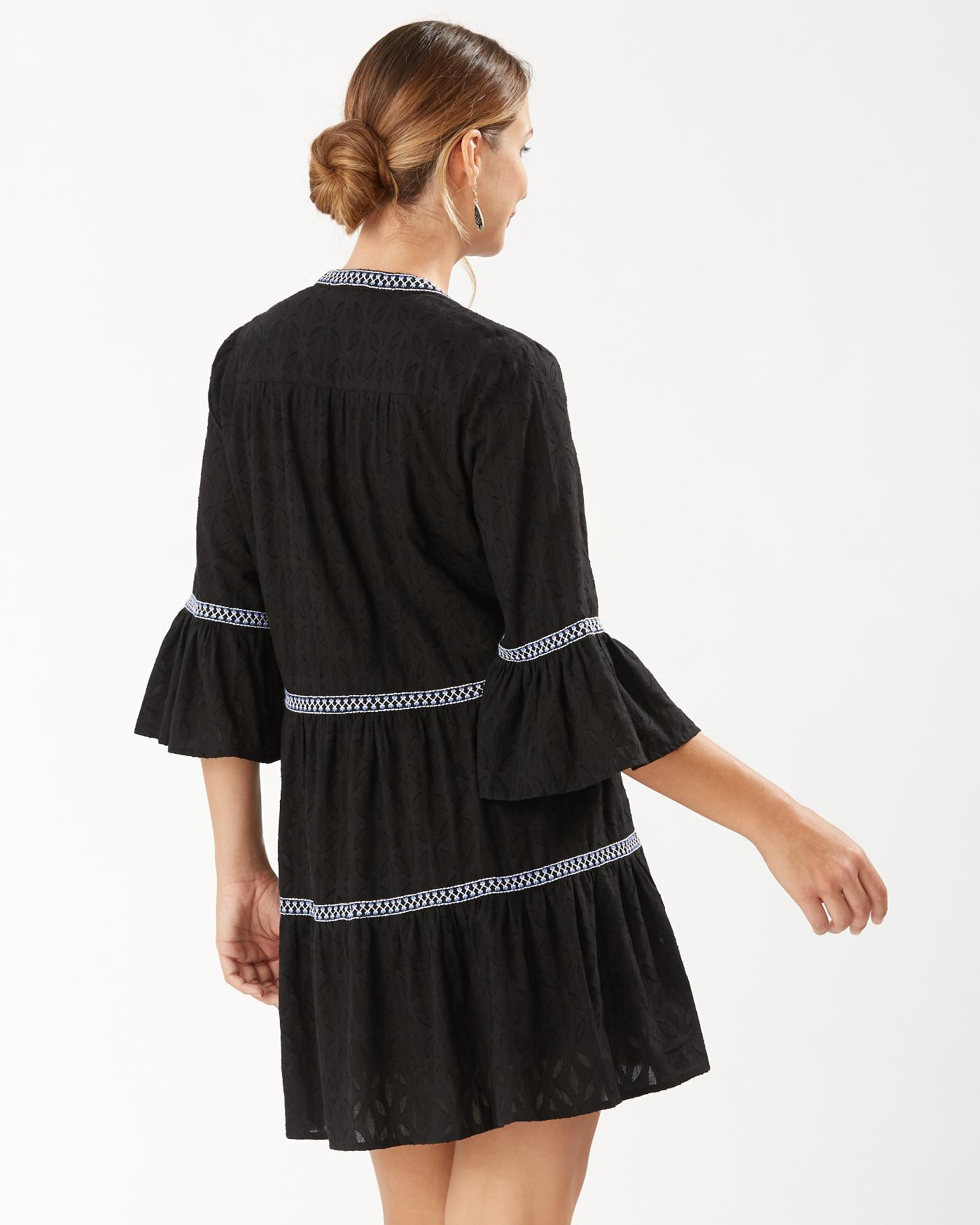 tommy bahama cotton clip embroidered tier dress