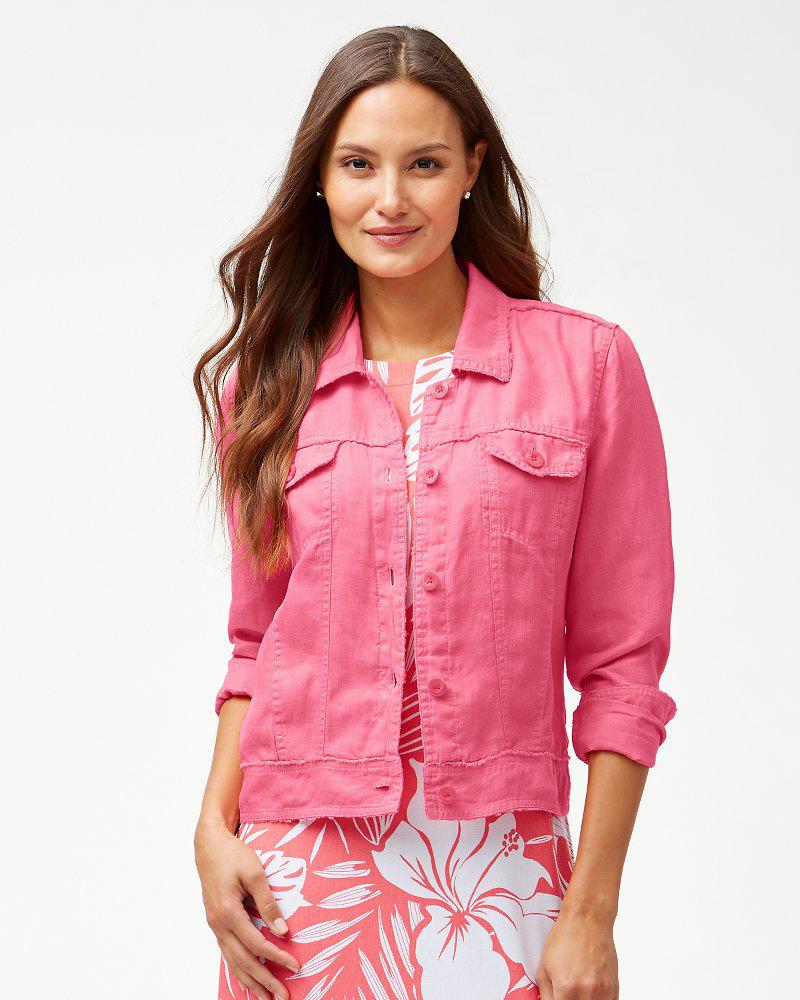Tommy Bahama Two Palms Linen Raw-edge Jacket in Pink - Lyst