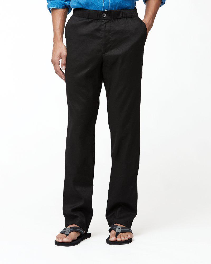 Tommy Bahama Beach Linen Elastic-waist Pants in Black for Men - Lyst