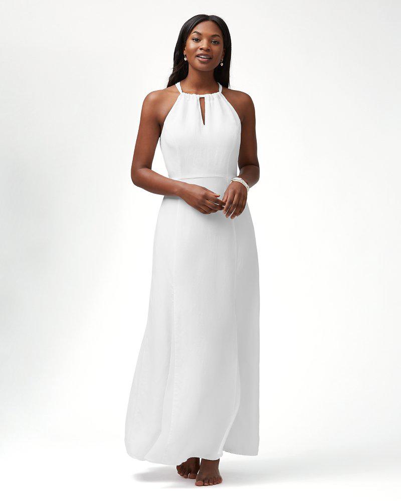 Tommy Bahama Sunrise Twill Linen-blend Godet Maxi Dress in White - Lyst
