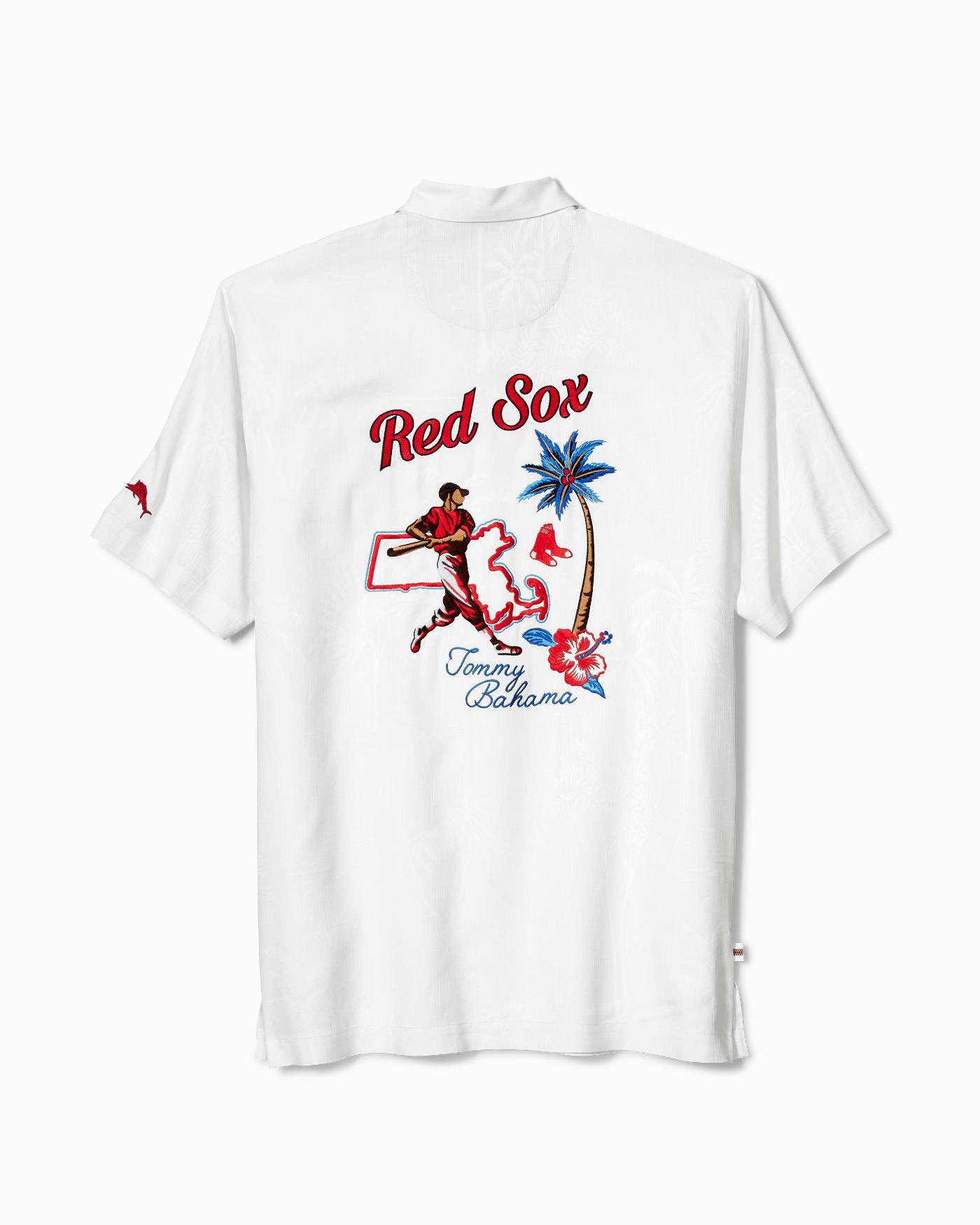 Tommy Bahama Silk Mlb® Red Sox® Bases Loaded Camp Shirt in White for