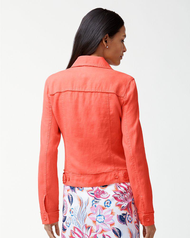 Tommy Bahama Two Palms Linen Raw-edge Jacket in Burnt Coral (Red) - Lyst