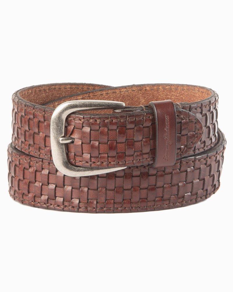 Tommy Bahama Leather Big & Tall Sew On Woven Panel Belt in Brown for ...