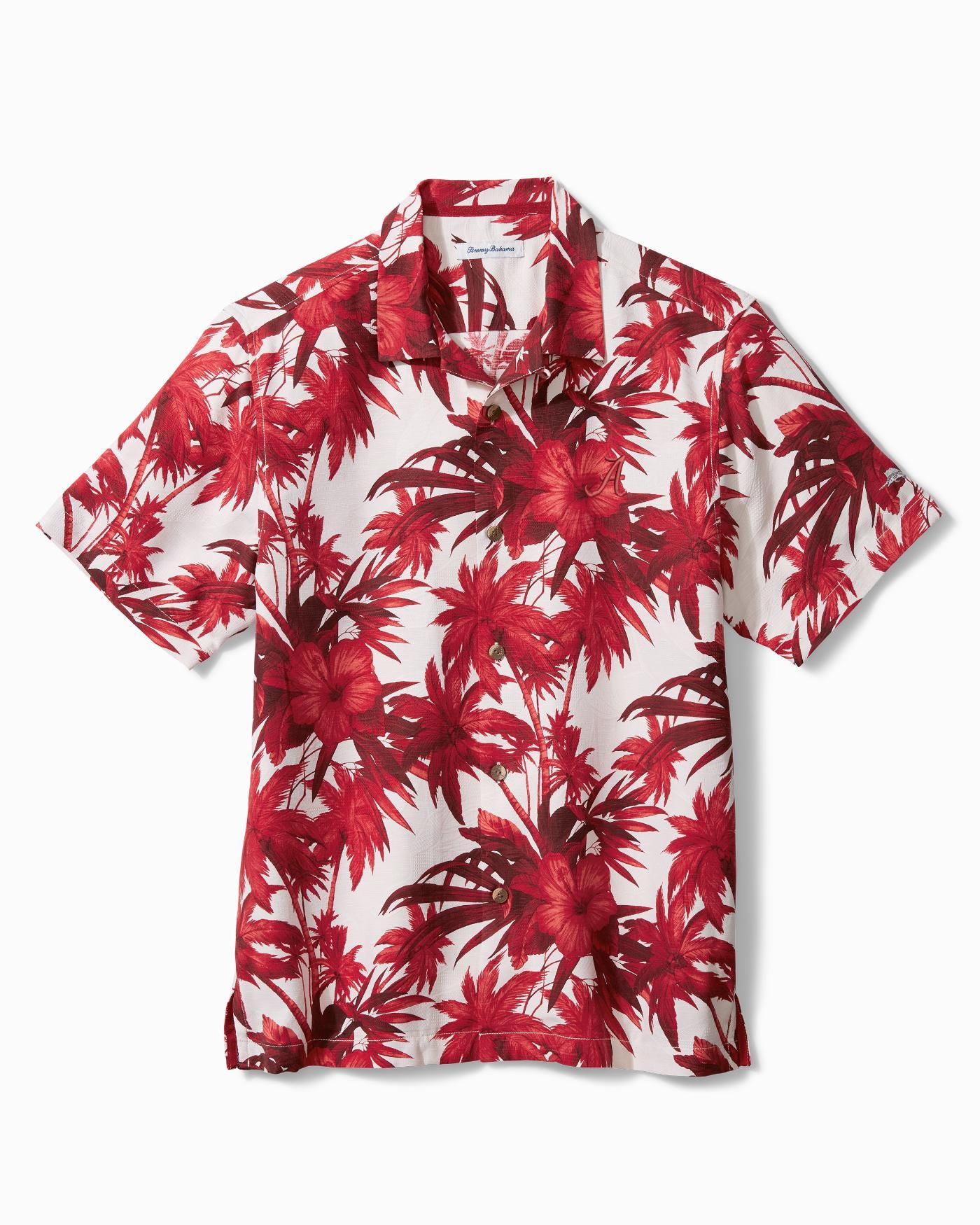 Tommy Bahama Silk Collegiate Harbor Island Hibiscus Camp Shirt in Red ...