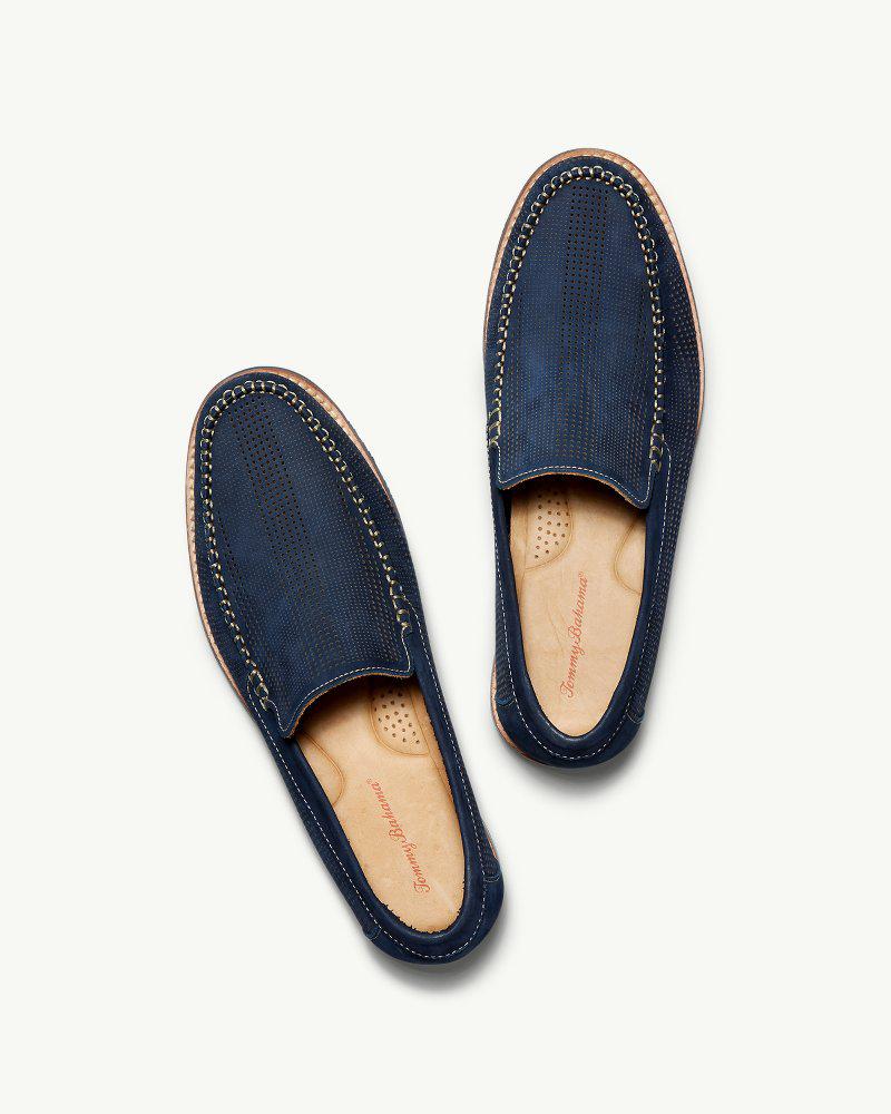 Tommy Bahama Leather Felton Nubuck Slipon Shoes in Navy