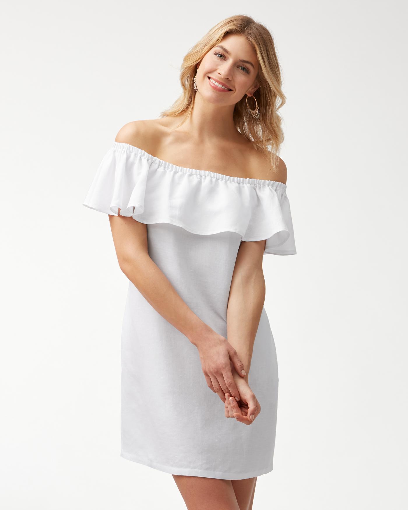 Tommy Bahama Linenblend Offtheshoulder Dress in White Save 65 Lyst