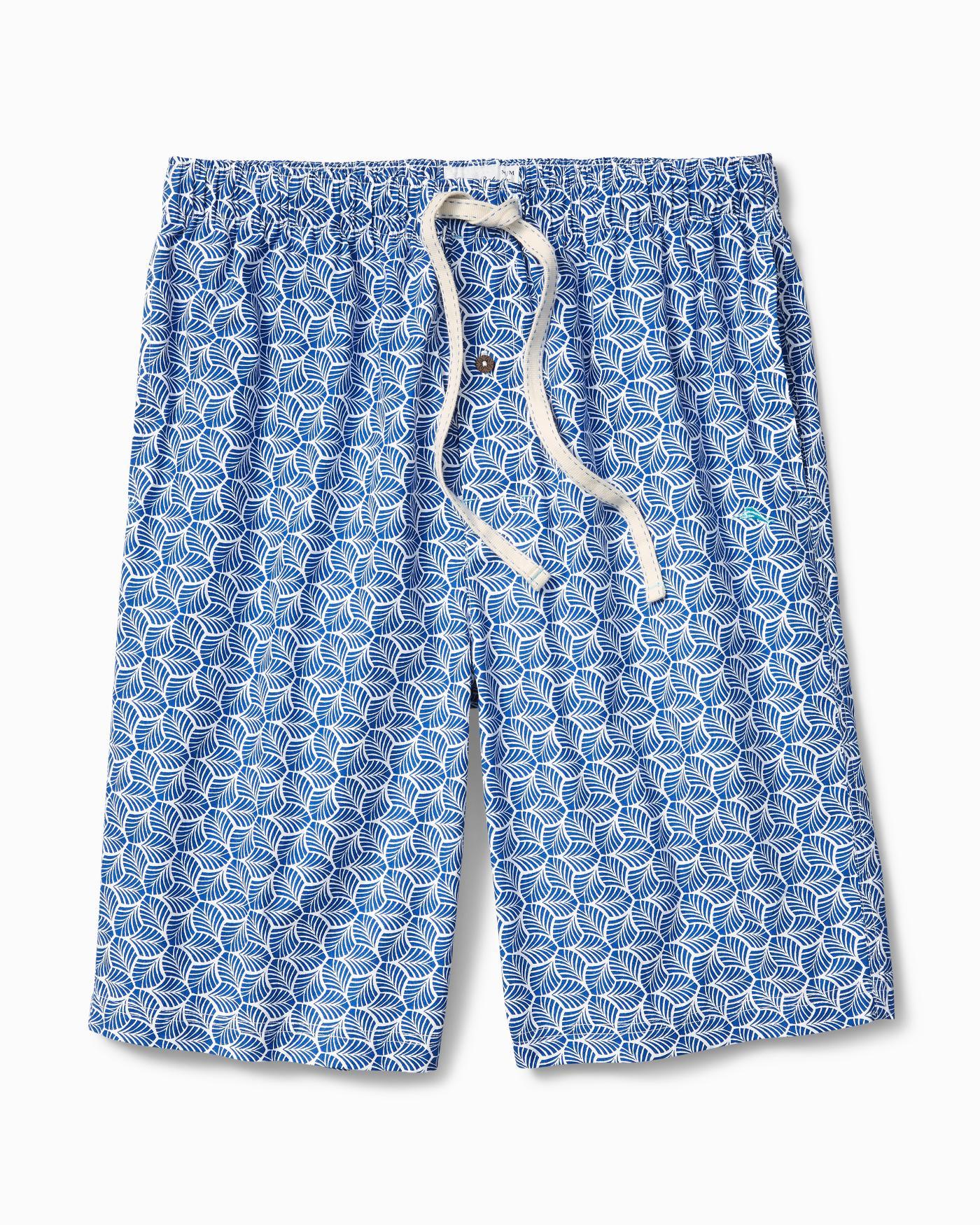 Tommy Bahama Cotton Big & Tall Geo Leaf Woven Lounge Shorts in Navy ...