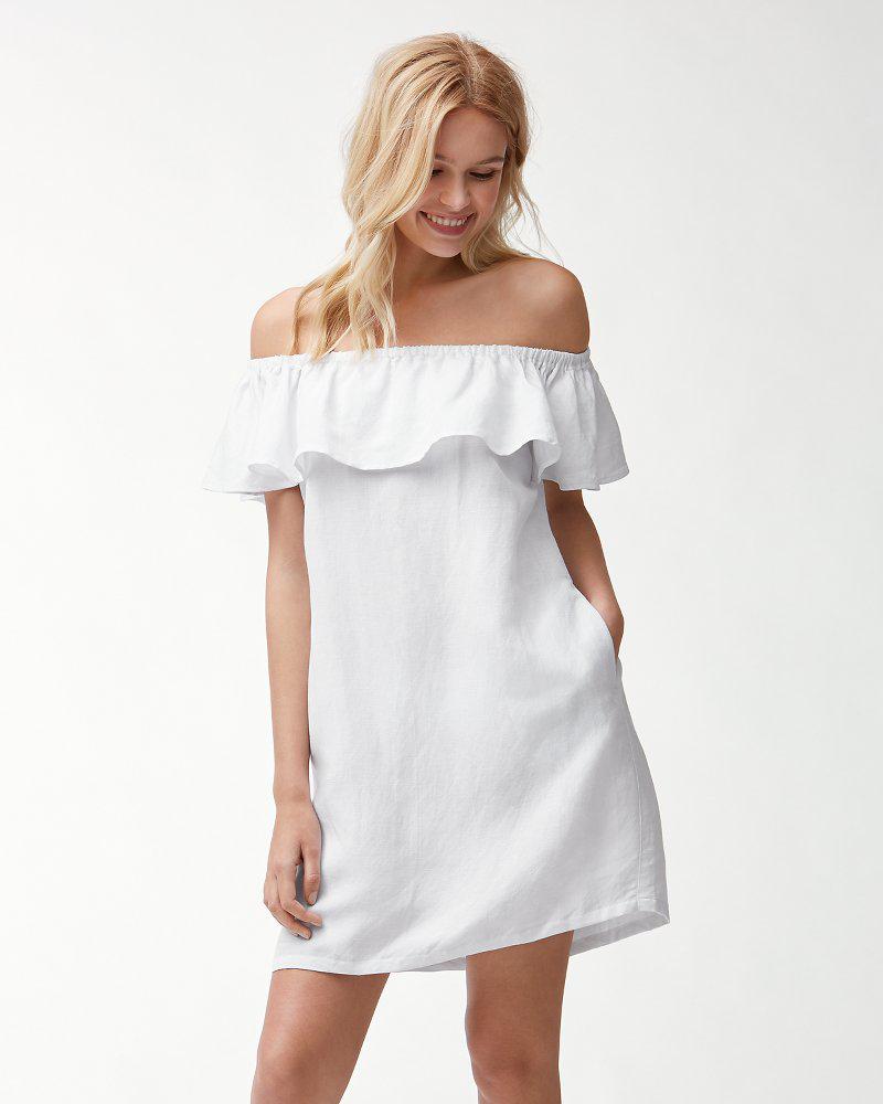 Tommy Bahama Linen-blend Off-the-shoulder Dress in White - Save 65% - Lyst