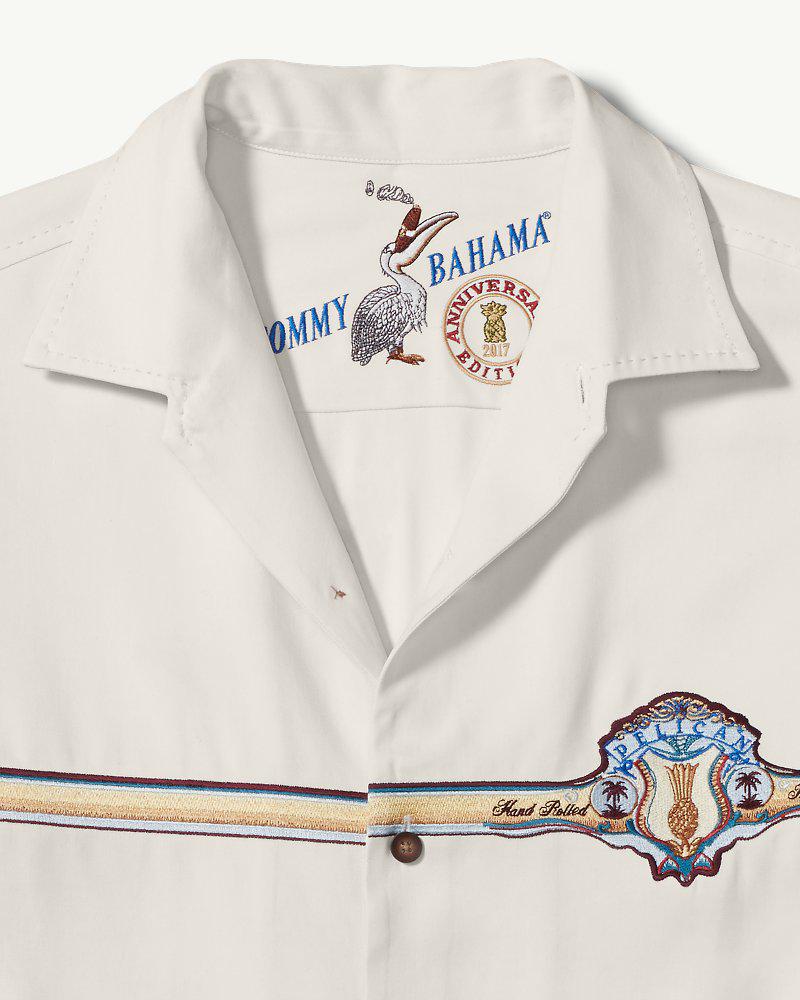 Tommy Bahama Silk Original Fit Pelican Cigars Collector's Camp Shirt in