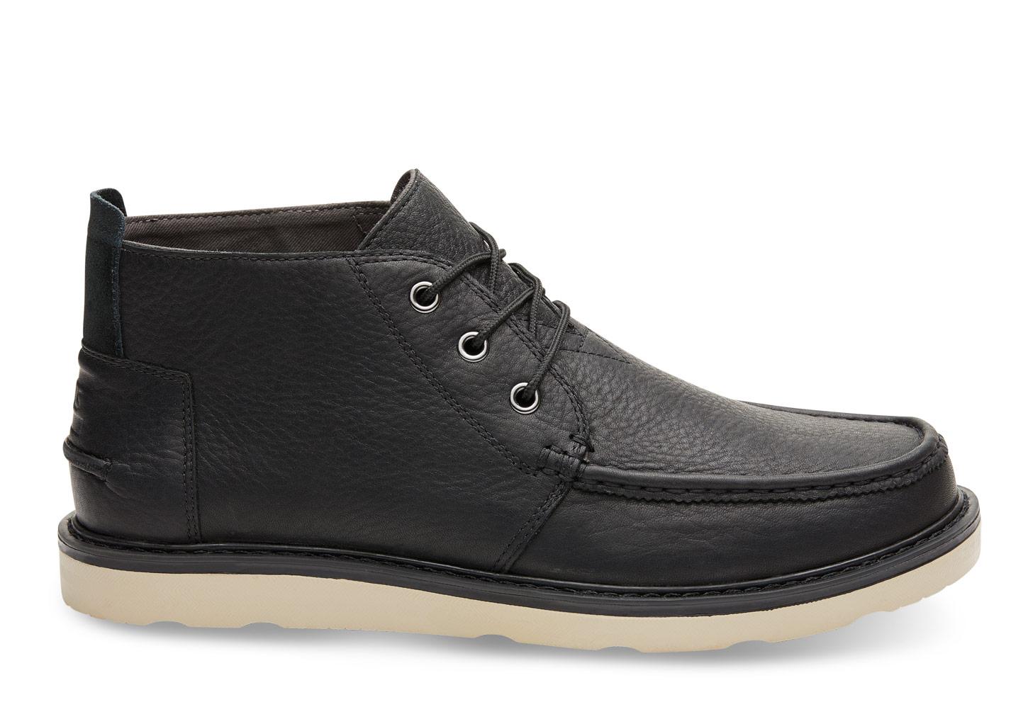 Lyst - TOMS Black Pull-up Leather Men's Chukka Boots in Black for Men ...