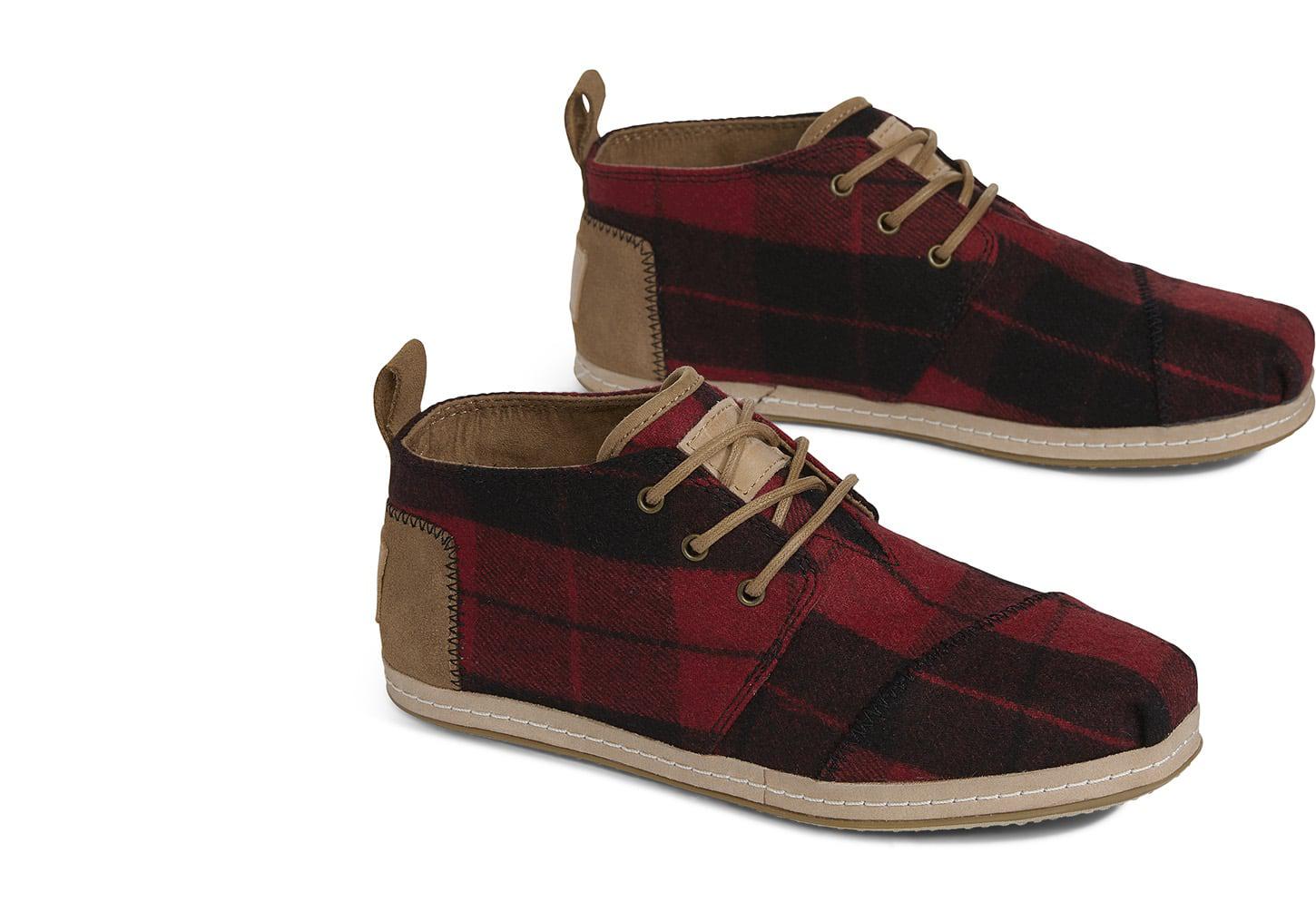 toms red plaid shoes