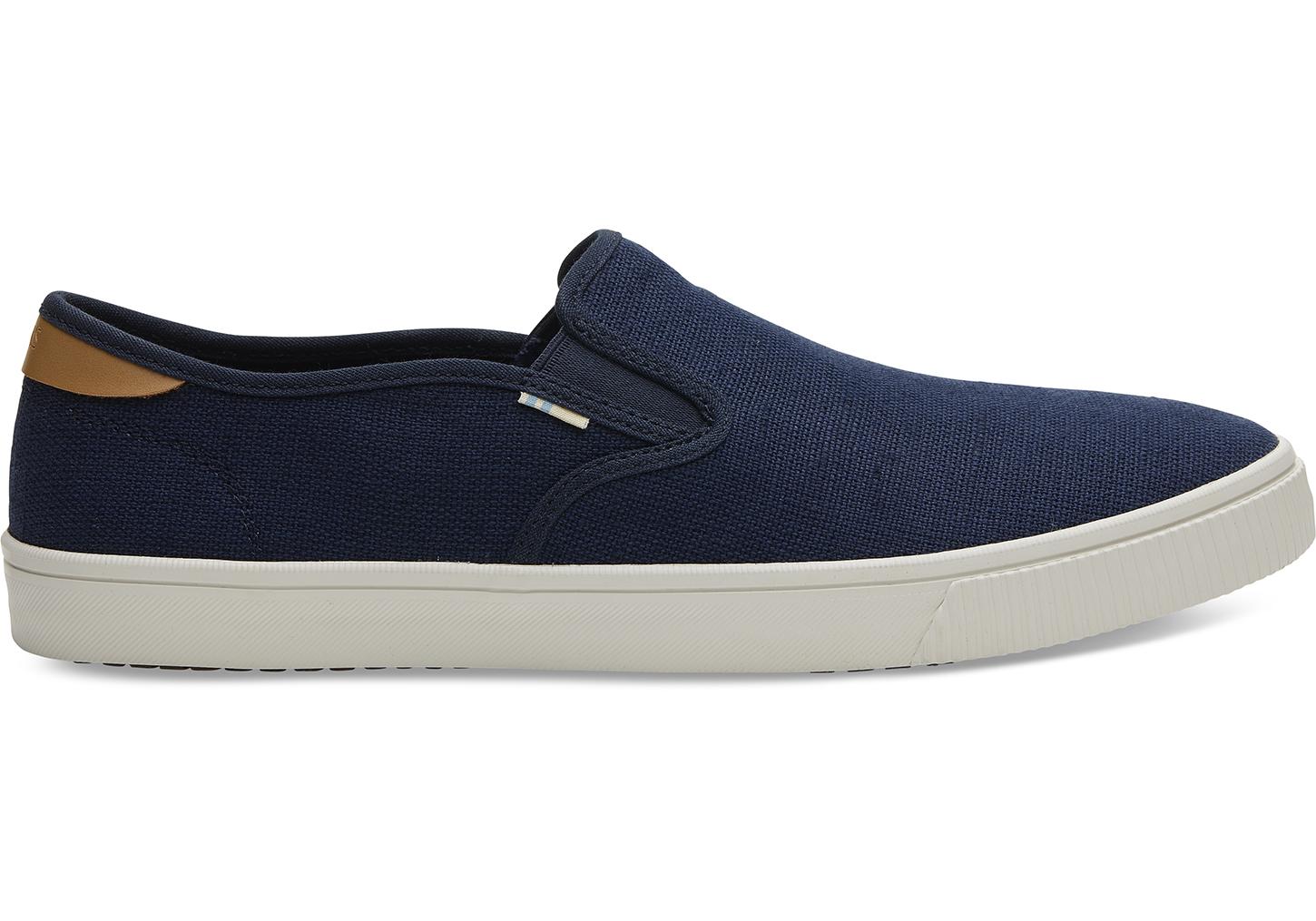 TOMS Navy Heritage Canvas Mens Baja Slip-ons Topanga Collection in Blue ...