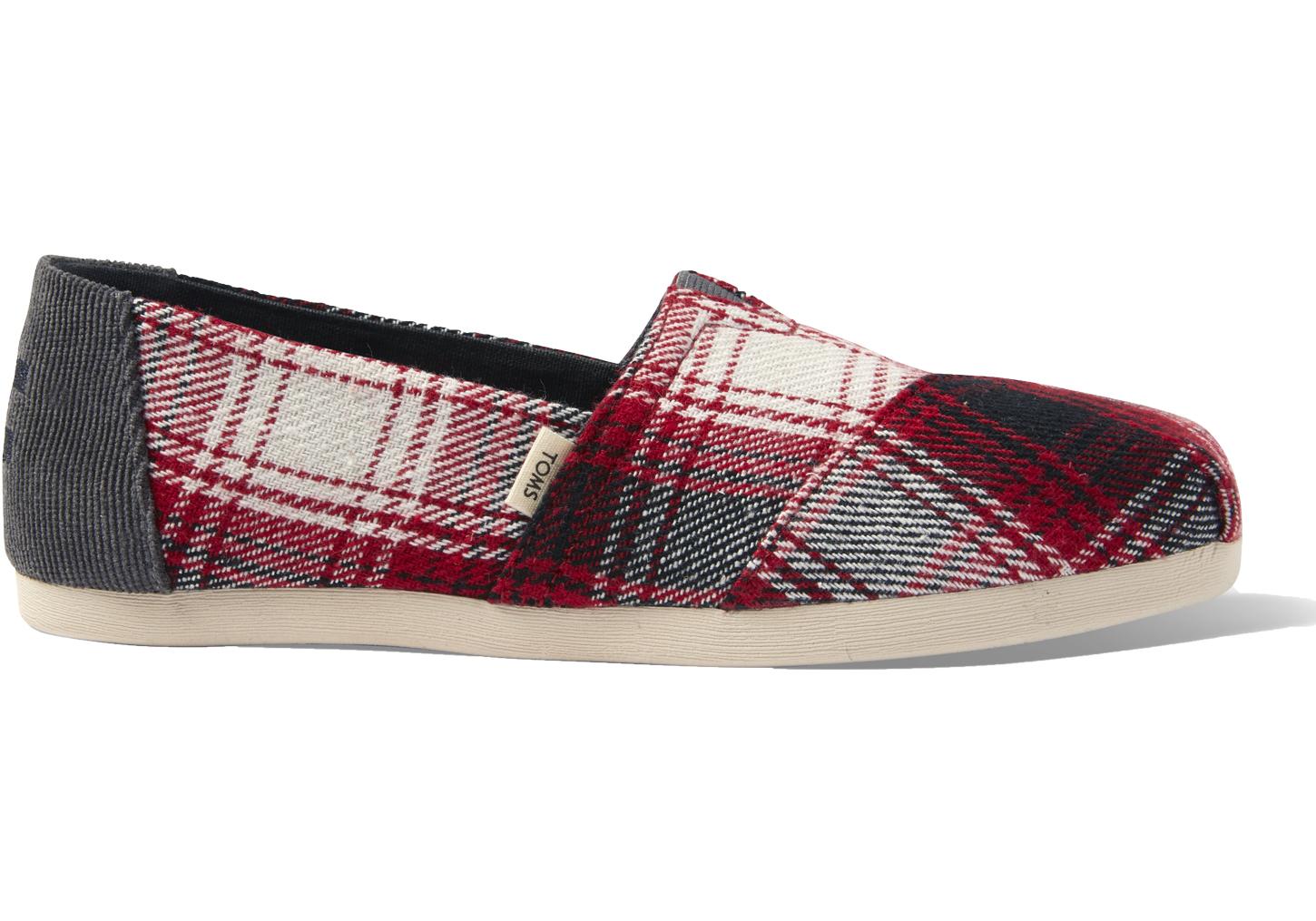 toms red plaid shoes