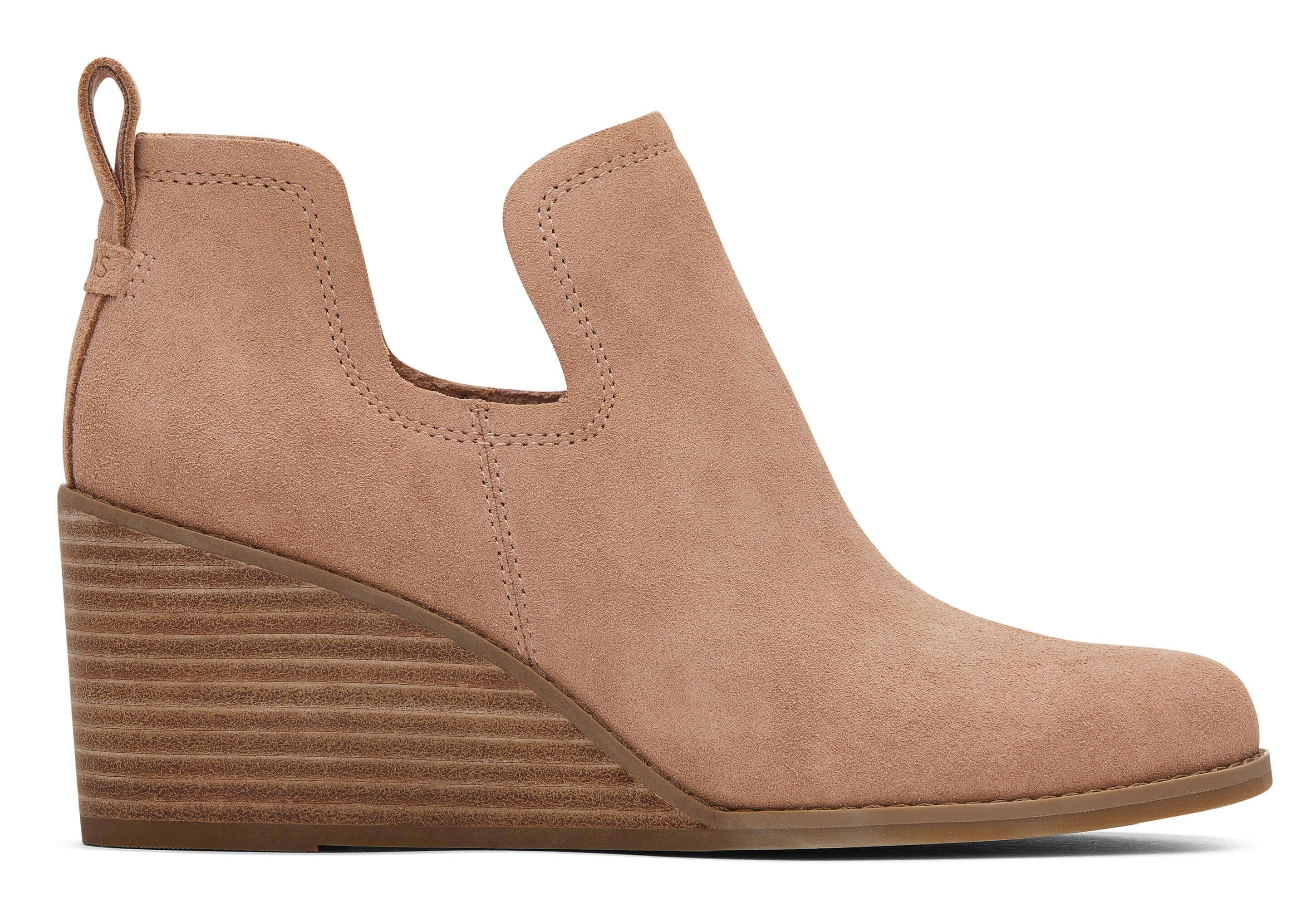 TOMS Kallie Wedge Suede Bootie in Brown Lyst UK