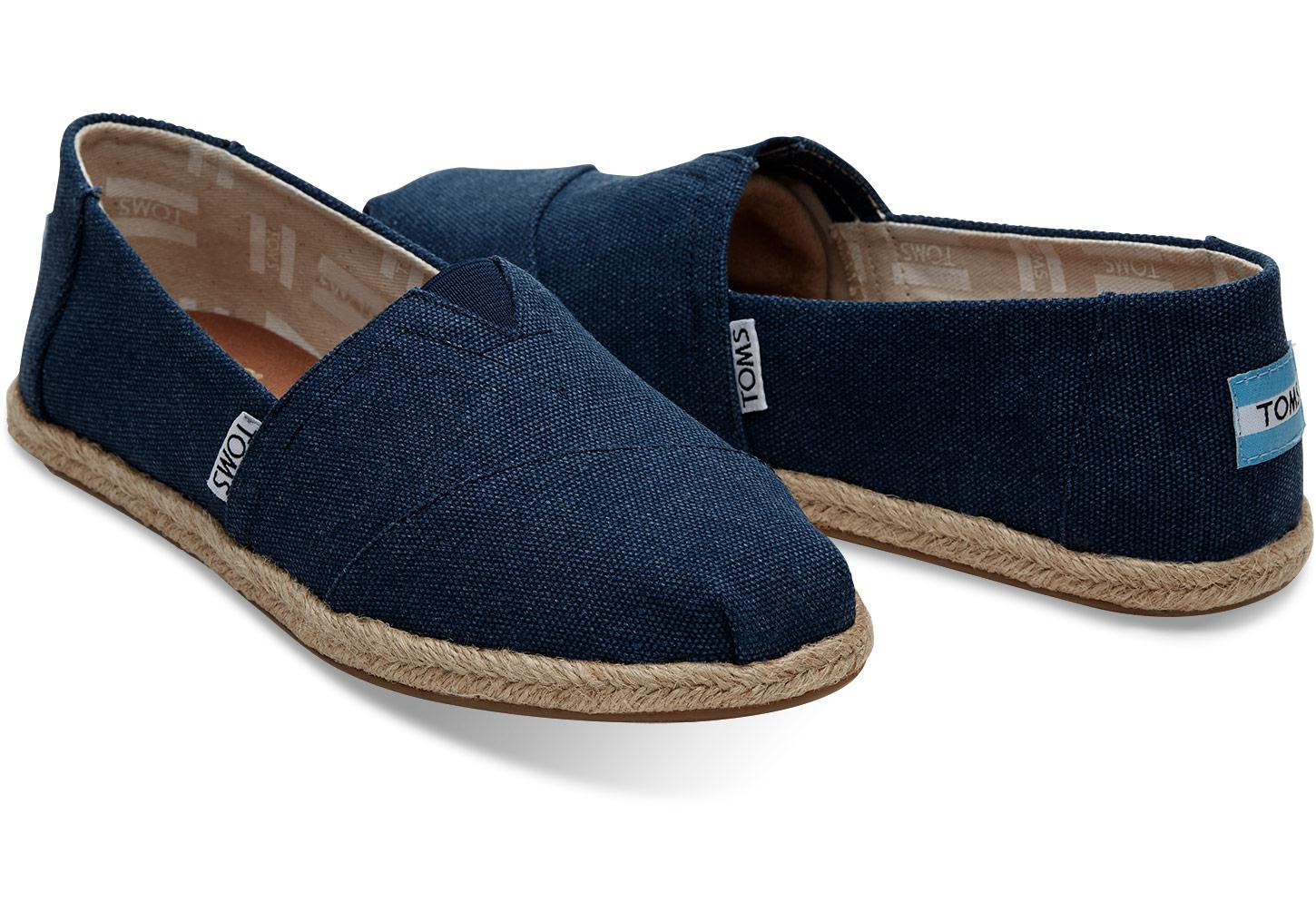 toms navy washed canvas women's classics