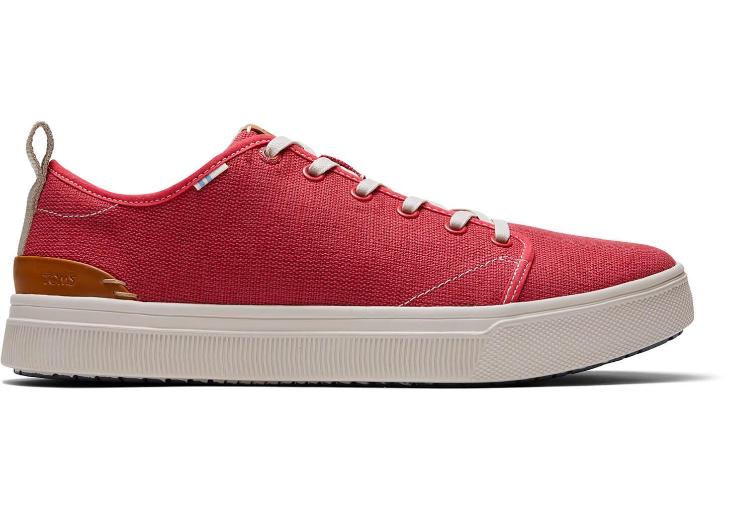 toms red canvas shoes