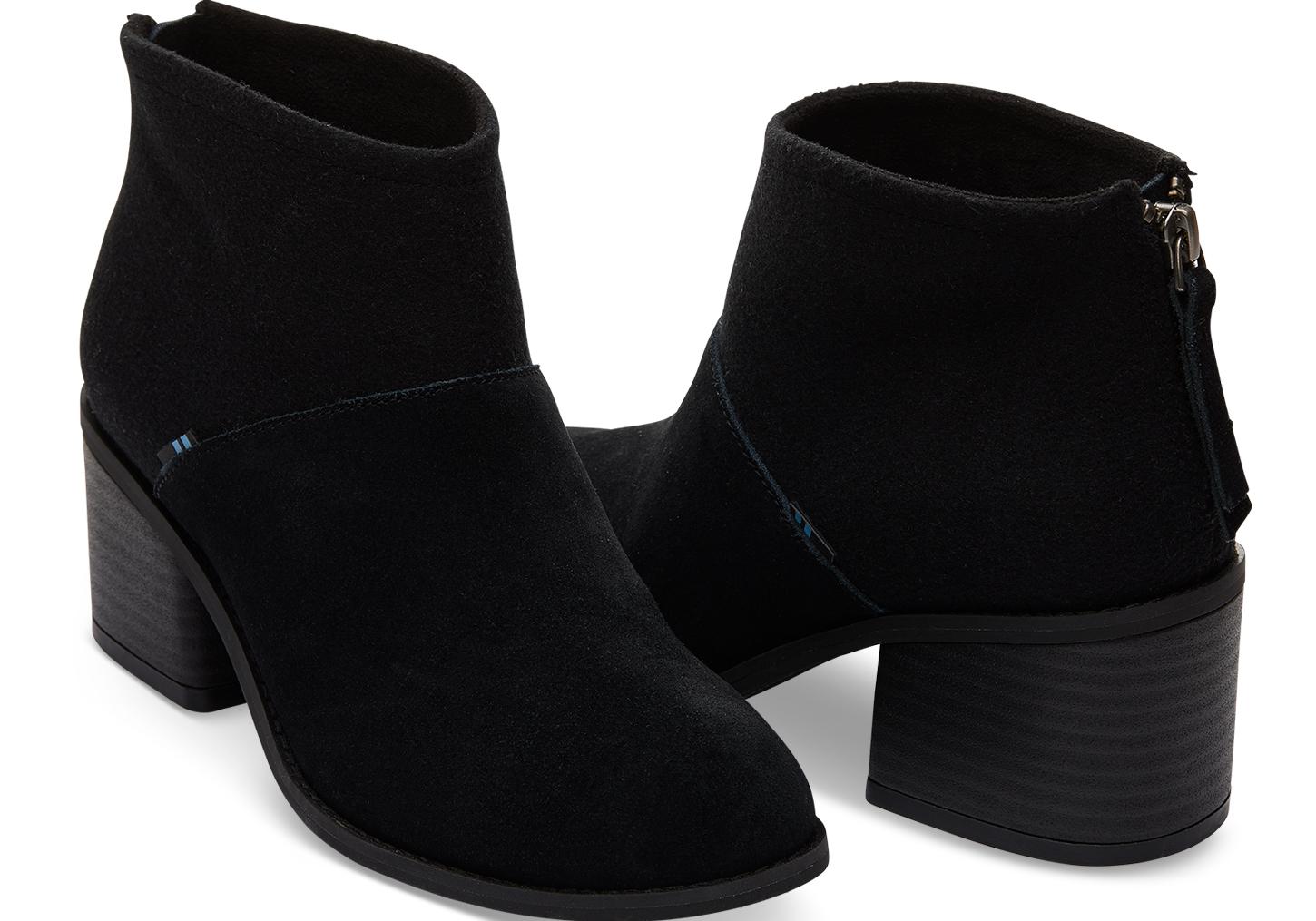 black suede and felt women's lacy booties